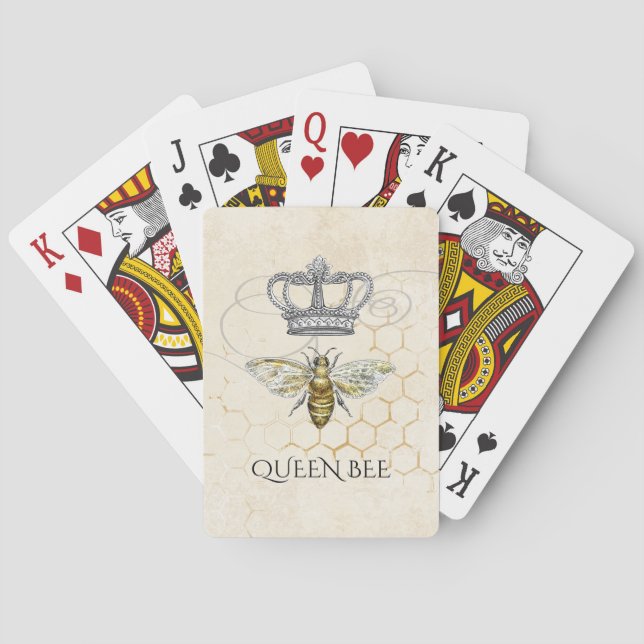 Vintage Queen Bee Honey Comb Royal Crown Poker Cards (Back)