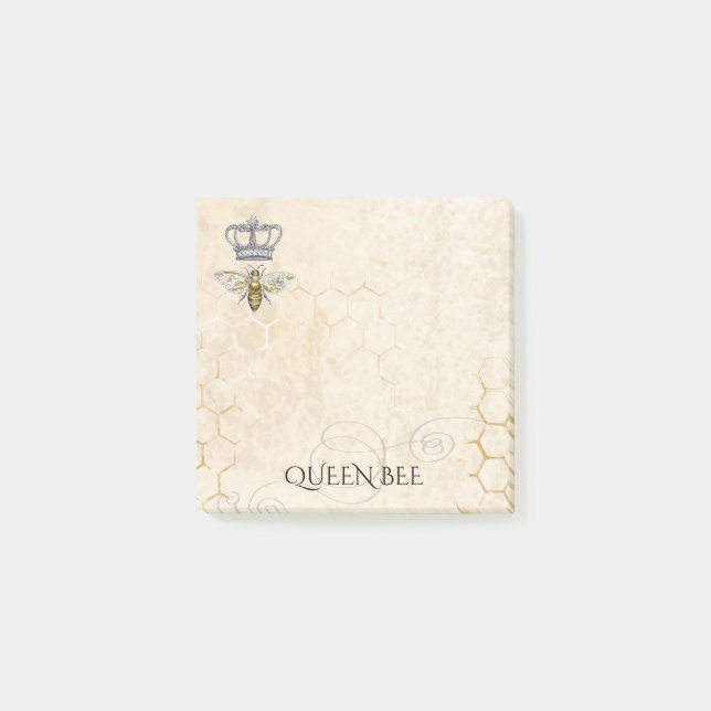Vintage Queen Bee Honeycomb Hive Post-it Notes (Front)