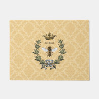 Vintage Queen Bee Kind Damask Doormat
