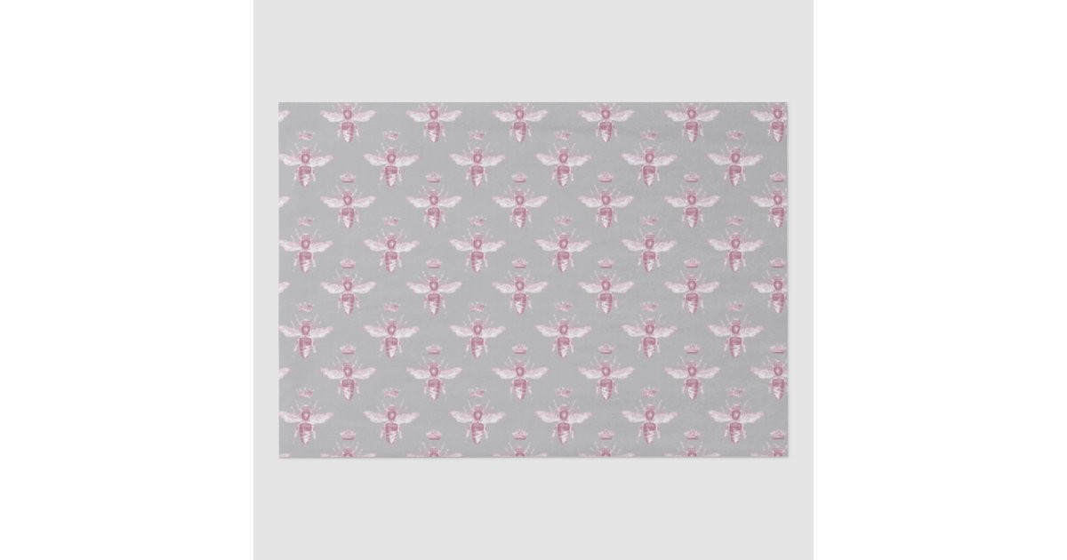 Vintage Queen Bee Pink Grey Decoupage Tissue Paper | Zazzle