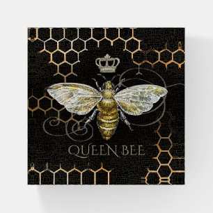 Vintage Queen Bee Royal Crown Black Paperweight