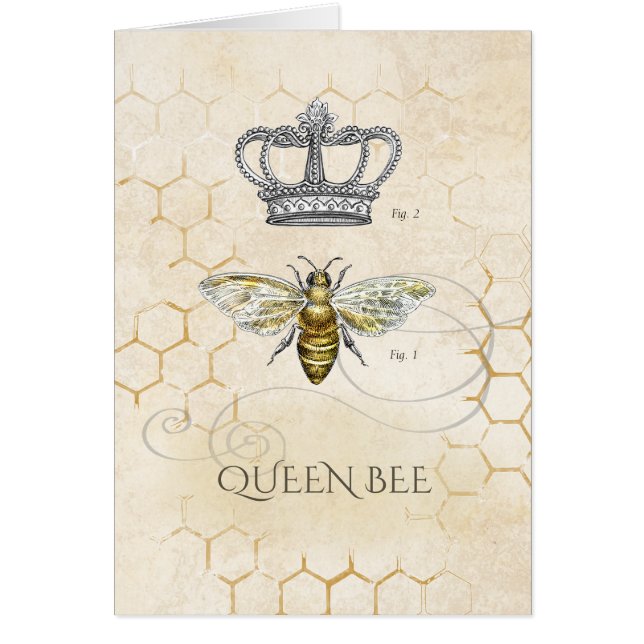 Vintage Queen Bee Royal Crown Cards (Front)
