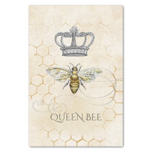 Vintage Queen Bee Royal Crown Gold Honeycomb Tissue Paper