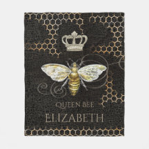 Vintage Queen Bee Royal Crown Honeycomb Black
