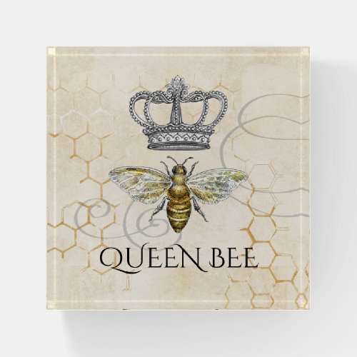 Vintage Queen Bee Royal Crown Honeycomb Paperweight
