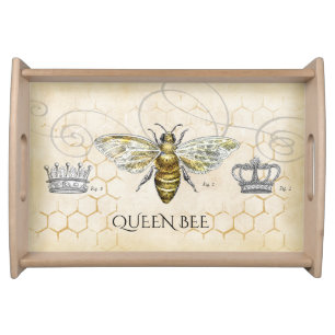 Vintage Queen Bee Royal Crown Honeycomb Serving Tray