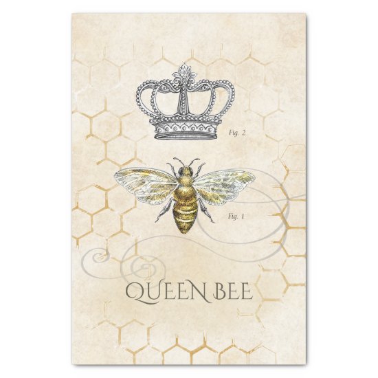 Vintage Queen Bee Royal Crown Honeycomb Tissue Paper
