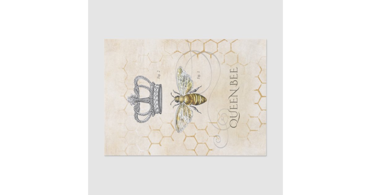 Vintage Queen Bee Royal Crown Honeycomb Tissue Paper | Zazzle