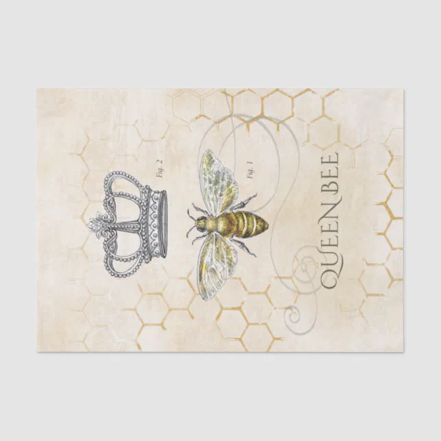 Vintage Queen Bee Royal Crown Honeycomb Tissue Paper | Zazzle