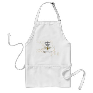 Vintage Queen Bee Silver Royal Crown Honeycomb Adult Apron