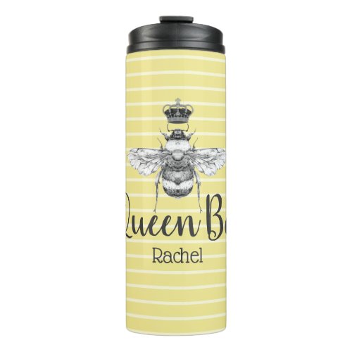 Vintage Queen Bee  Stripes  Personalized Thermal Tumbler