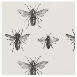 Vintage Queen Bee &amp; Working Bees Illustration Fabric