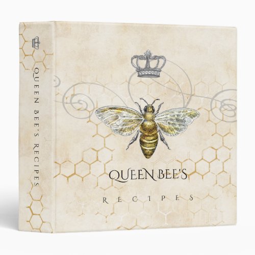Vintage Queen Bees Recipes Royal Crown Honeycomb 3 Ring Binder