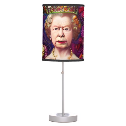 Vintage Queen Elizabeth II Blue Red Rememberance Table Lamp