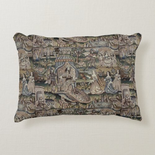Vintage Queen Esther Tapestry Embroidery Purple Accent Pillow