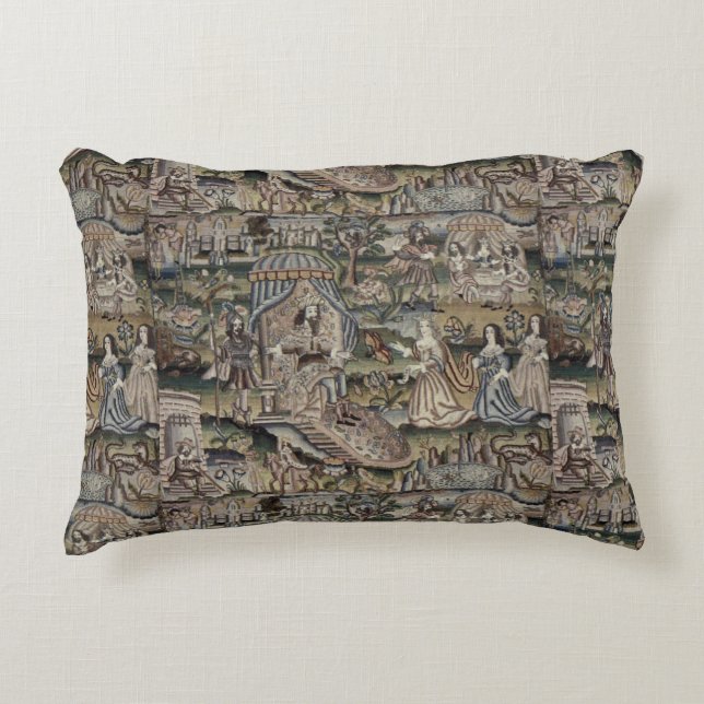 Vintage Queen Esther Tapestry Embroidery Purple Accent Pillow (Front)