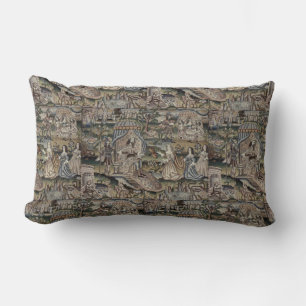 Vintage Queen Esther Tapestry Embroidery Purple Lumbar Pillow