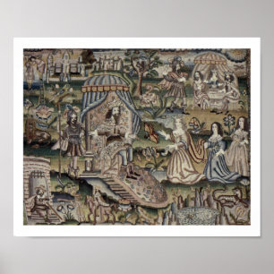 Vintage Queen Esther Tapestry Embroidery Purple Poster