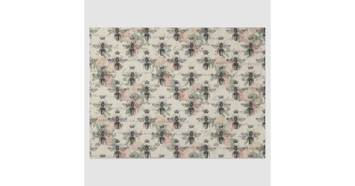 Vintage Queen Honey Bee Decoupage Tissue Paper | Zazzle
