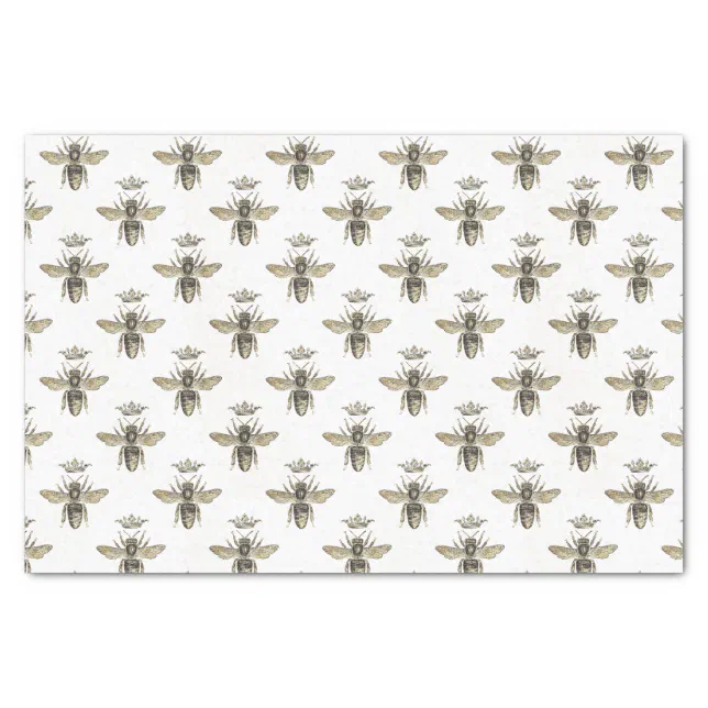 Vintage Queen Honeybee with Medieval Crown Pattern Tissue Paper Zazzle