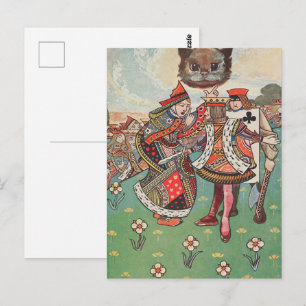 Vintage Queen King Cheshire Cat Wonderland Art Postcard