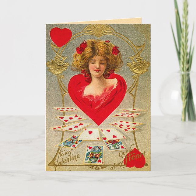 Vintage Queen of Hearts Holiday Card (Front)