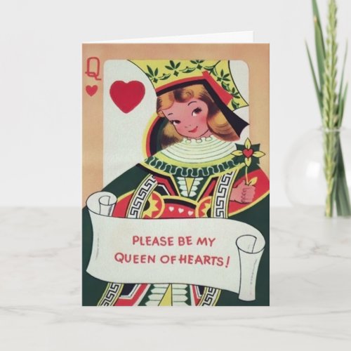 Vintage Queen of Hearts Valentines Day Card