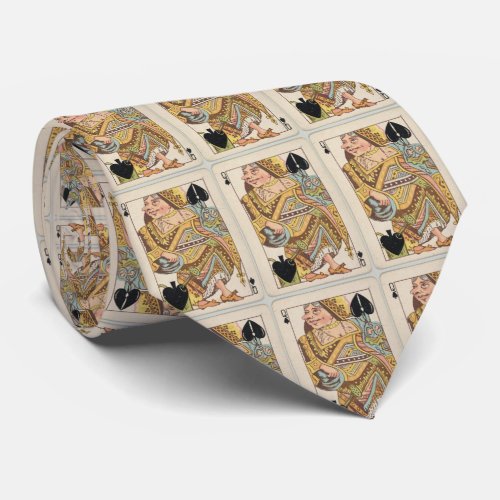 Vintage Queen of Spades Playing Card 1889 Neck Tie
