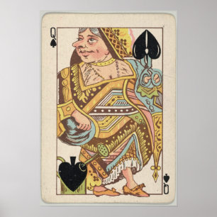 Vintage Queen of Spades Playing Card (1889) Poster