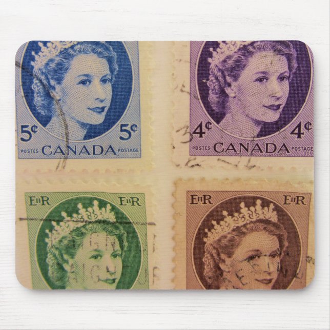 Vintage Queen Royal Postage Stamps Mousepad (Front)