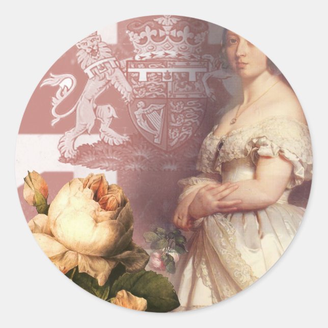 Vintage Queen Victoria Classic Round Sticker (Front)