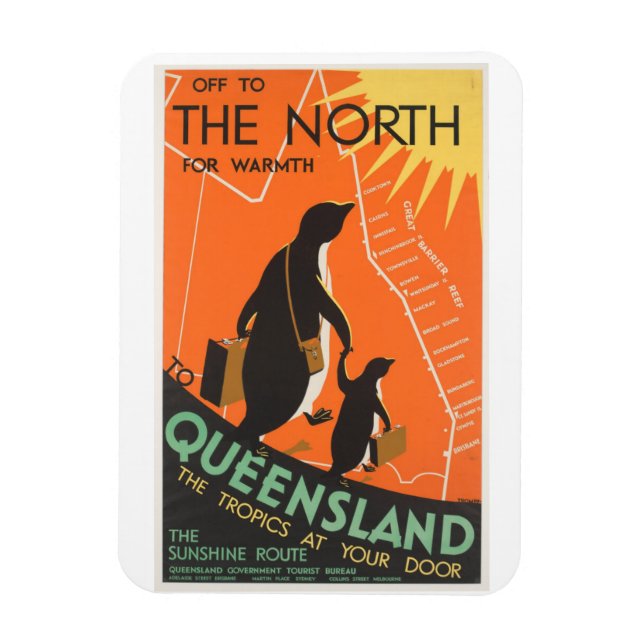 Vintage Queensland Australia Penguins Magnet (Vertical)