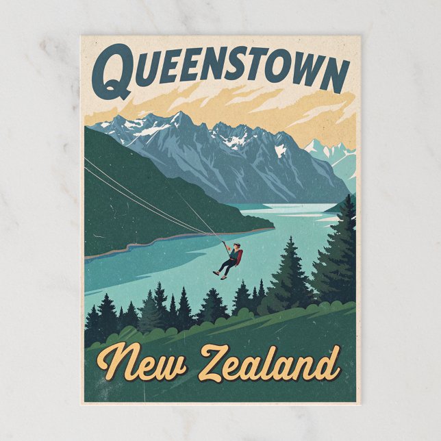 Vintage Queenstown New Zealand Adventure Postcard (Creator Uploaded)