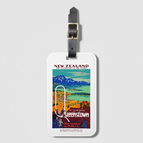 Vintage Queenstown New Zealand Travel Luggage Tag