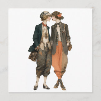 Vintage queer fashion models - decoupage sheet, invitation