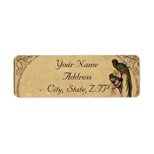 Vintage Quetzal Bird Elegant Return Address Label