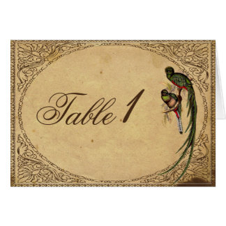 Vintage Quetzal Bird Elegant Table Number card