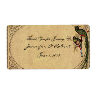 Vintage Quetzal Bird Elegant Water Bottle Label