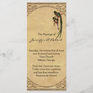 Vintage Quetzal Bird Elegant Wedding Program
