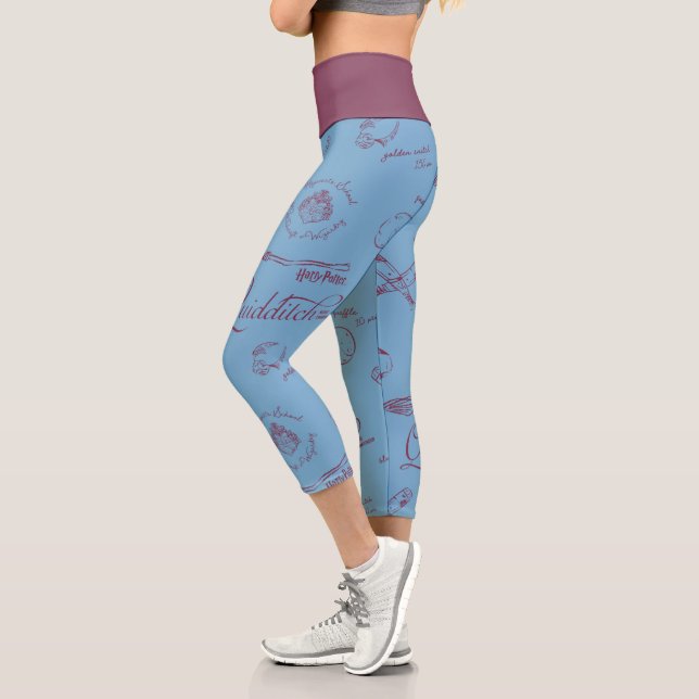 Vintage QUIDDITCH™ Sketch Pattern Capri Leggings (Left)