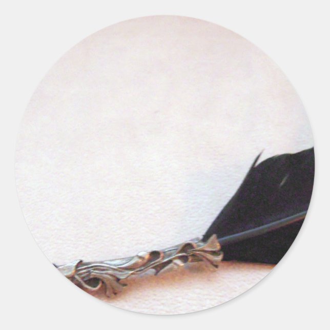 Vintage Quill Photography Classic Round Sticker (Front)