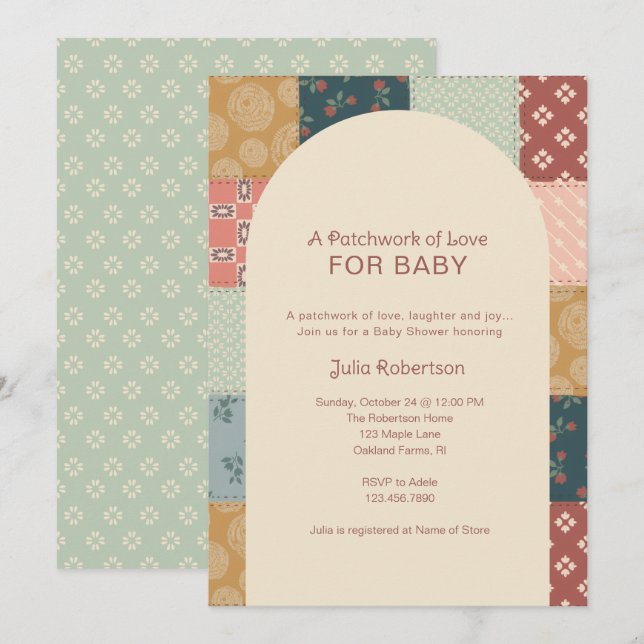 Vintage Quilt Baby Shower Invitation (Front/Back)