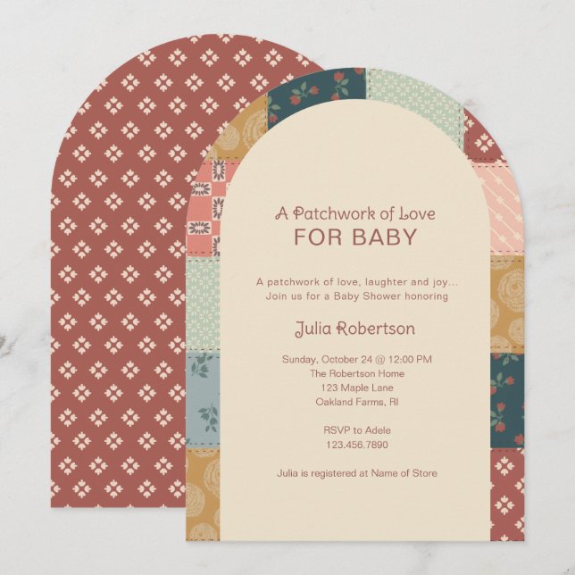 Vintage Quilt Baby Shower Invitation (Front/Back)