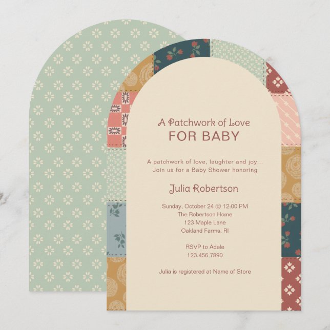 Vintage Quilt Baby Shower Invitation (Front/Back)