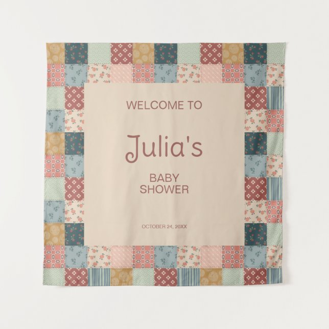 Vintage Quilt Baby Shower Tapestry (Front)