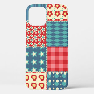 Vintage quilt: patchwork background pattern. iPhone 12 case