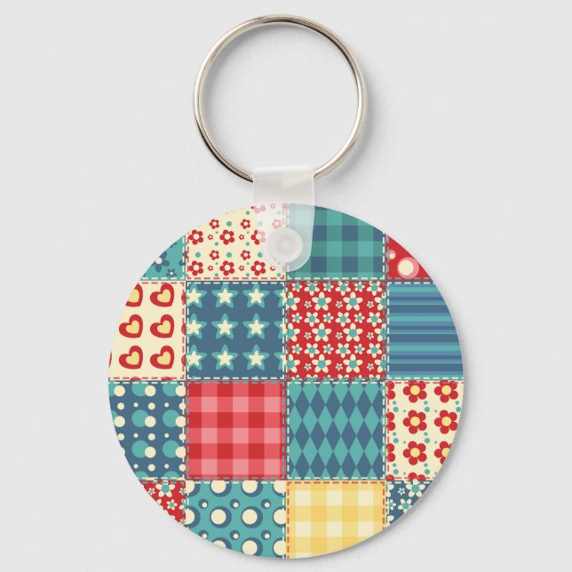Vintage quilt: patchwork background pattern. keychain (Front)