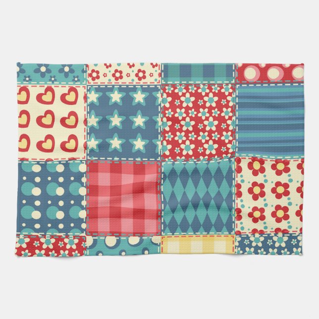 Vintage quilt: patchwork background pattern. kitchen towel (Horizontal)