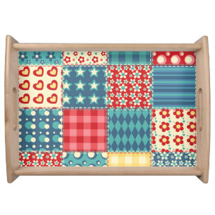Vintage quilt: patchwork background pattern. serving tray