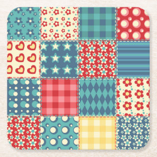 Vintage quilt: patchwork background pattern. square paper coaster